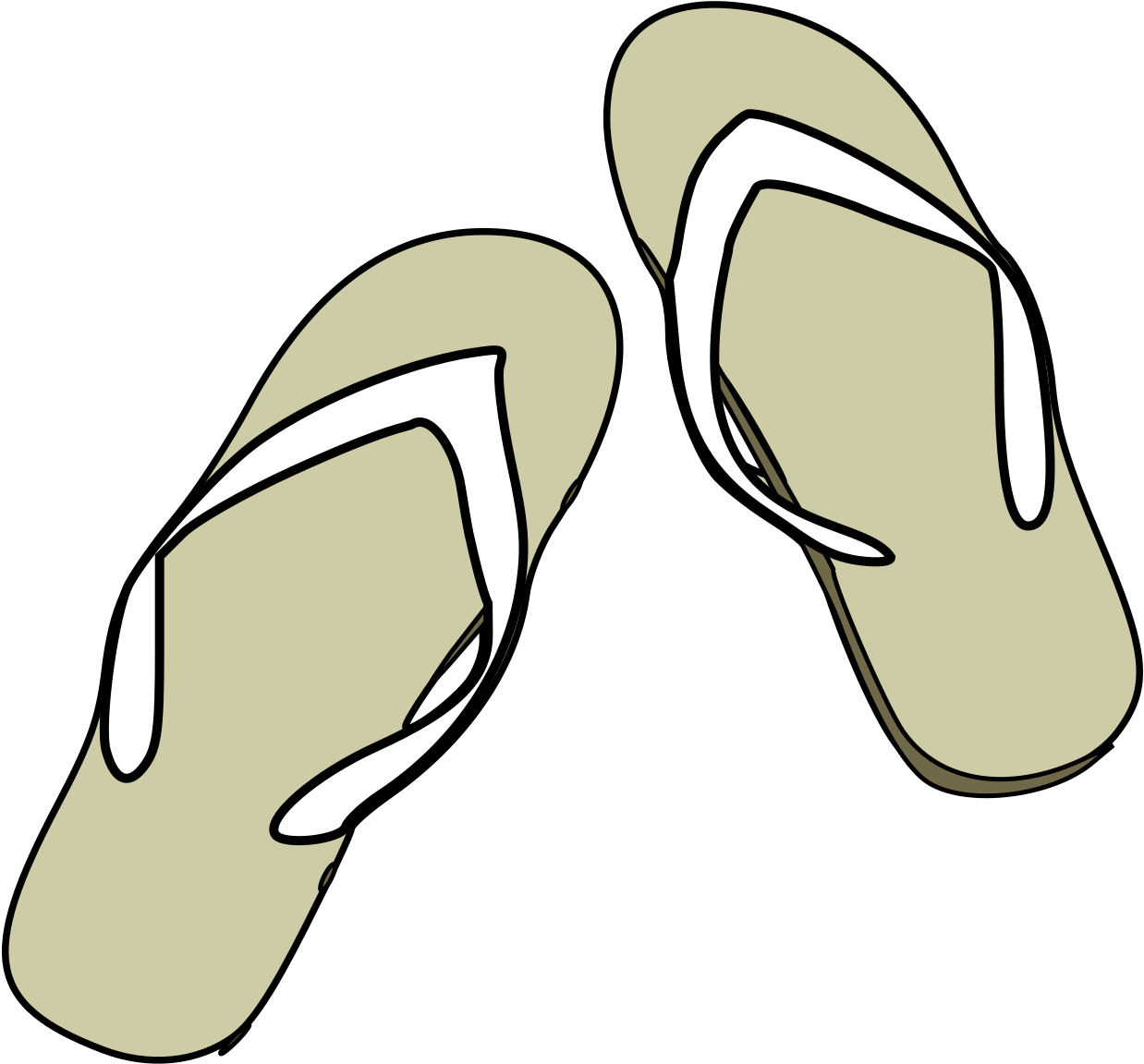 Flip Flops Black White Clip Art - Slippers Clipart In Black And White - Png Download (600x559), Png Download