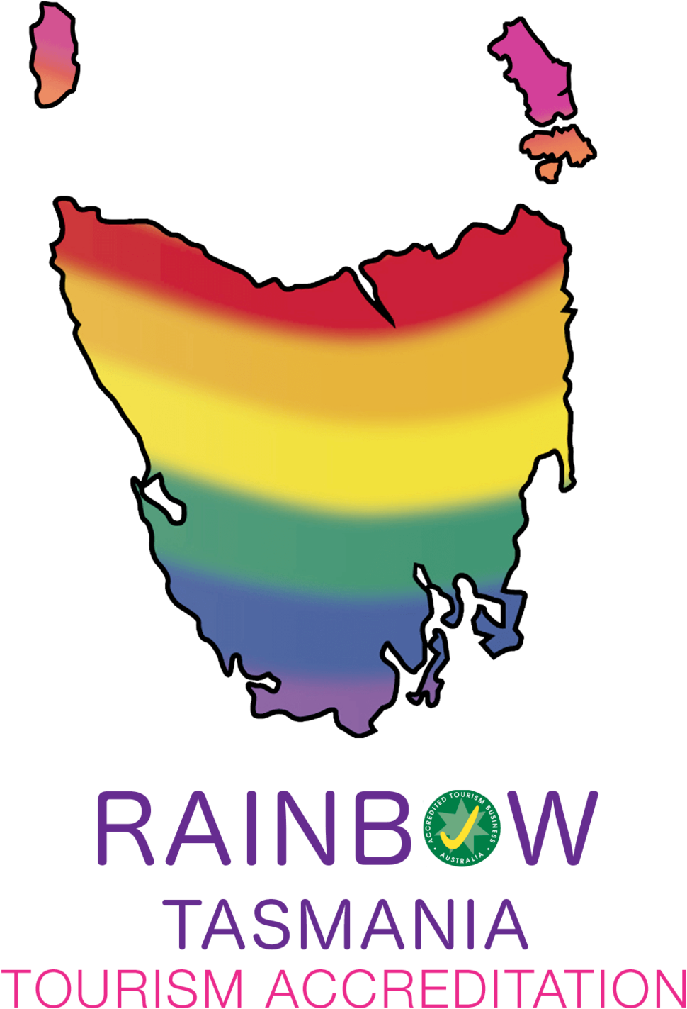 Rainbow Tasmania Tourism Accreditation Logo - Accredited Tourism Business Australia Clipart (1000x1459), Png Download