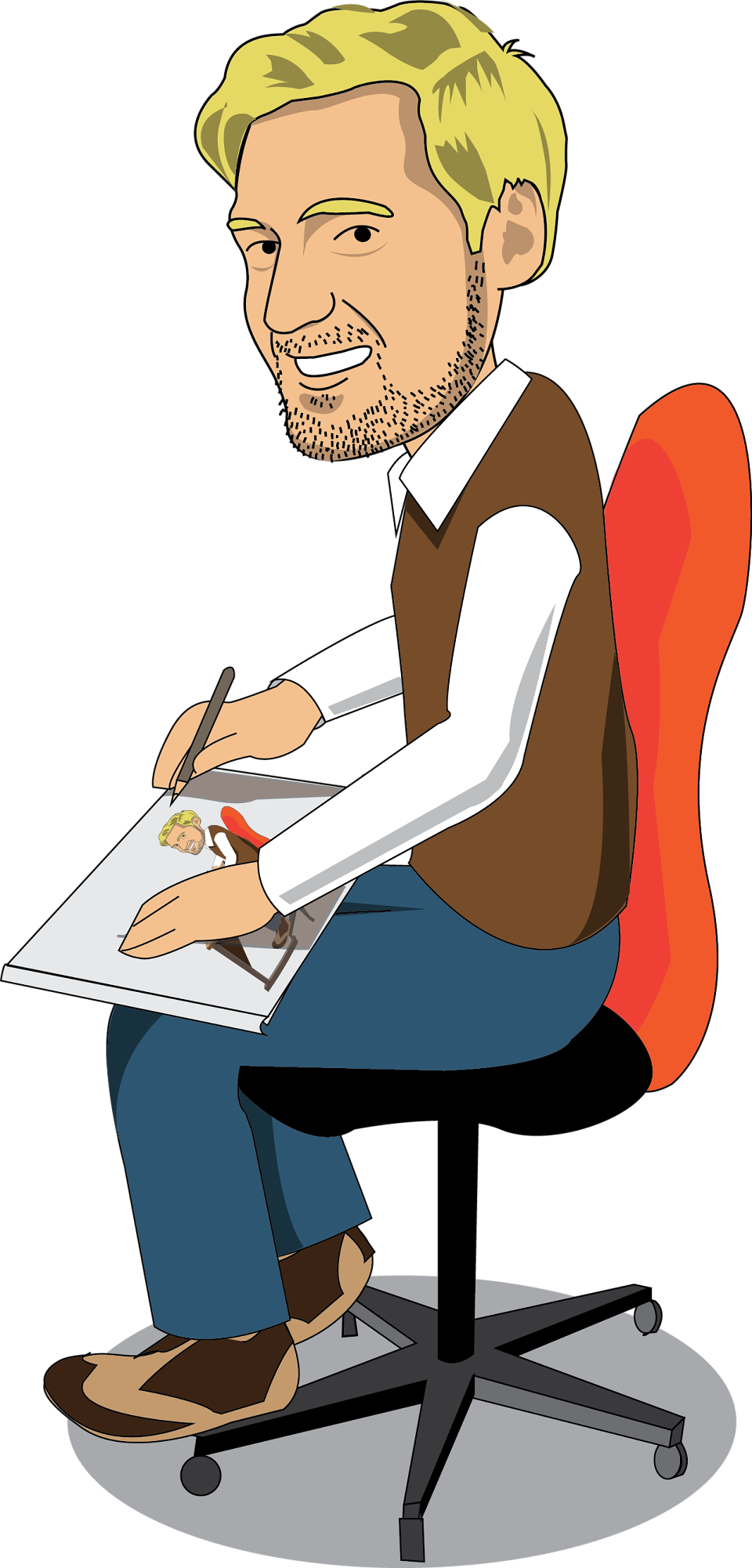 Sven Illustrator - Sitting Clipart (960x2001), Png Download
