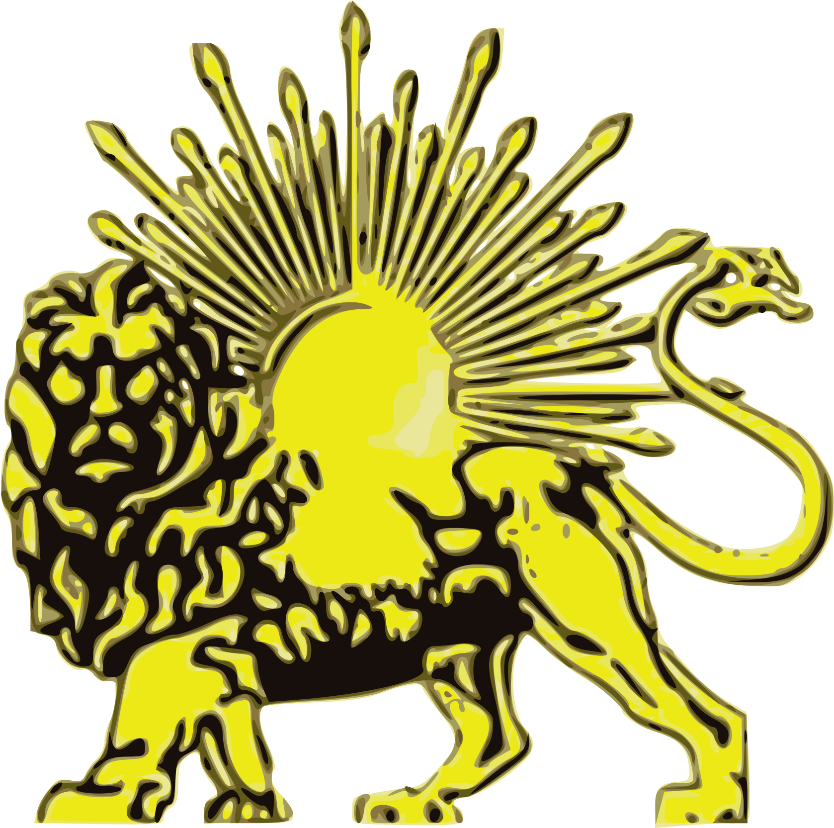 Lion And Sun Drawing - Hvare Khshaeta Clipart (2000x1866), Png Download