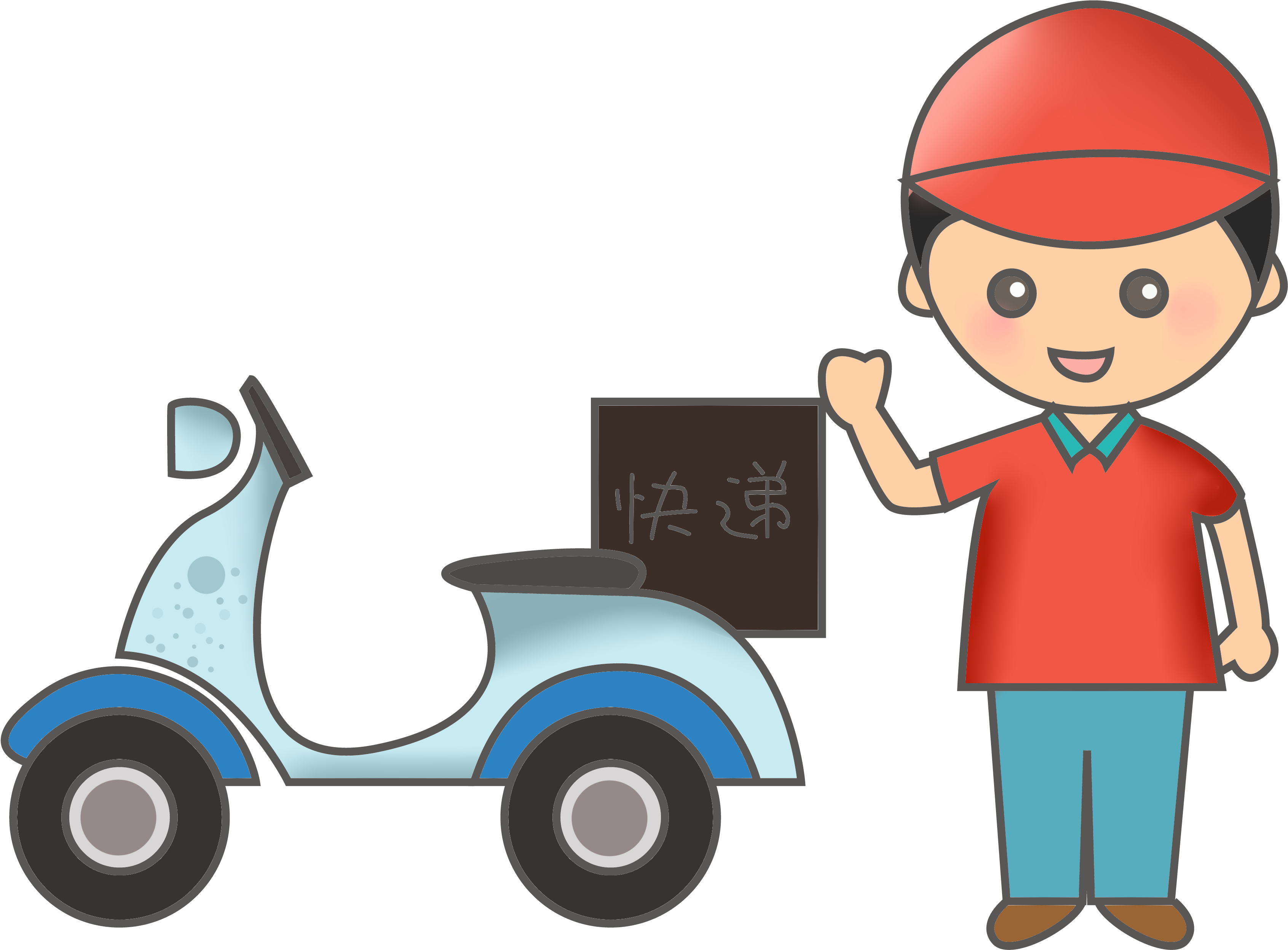 骑车送快递物流插画手绘 - Illustration Clipart (4167x4167), Png Download