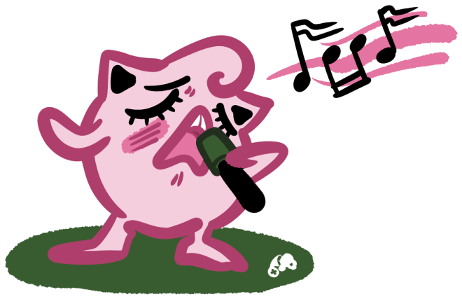 A Jigglypuff Is Singing Into A Microphone With A "i'm Clipart (705x464), Png Download