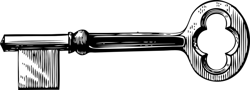 Illustration Of A Key - Vintage Key Clipart - Png Download (958x348), Png Download