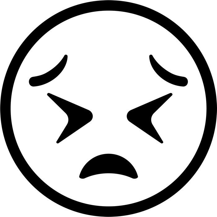 Tired Face Emoji Rubber Stamp - Emoji Png Black And White Clipart (700x700), Png Download
