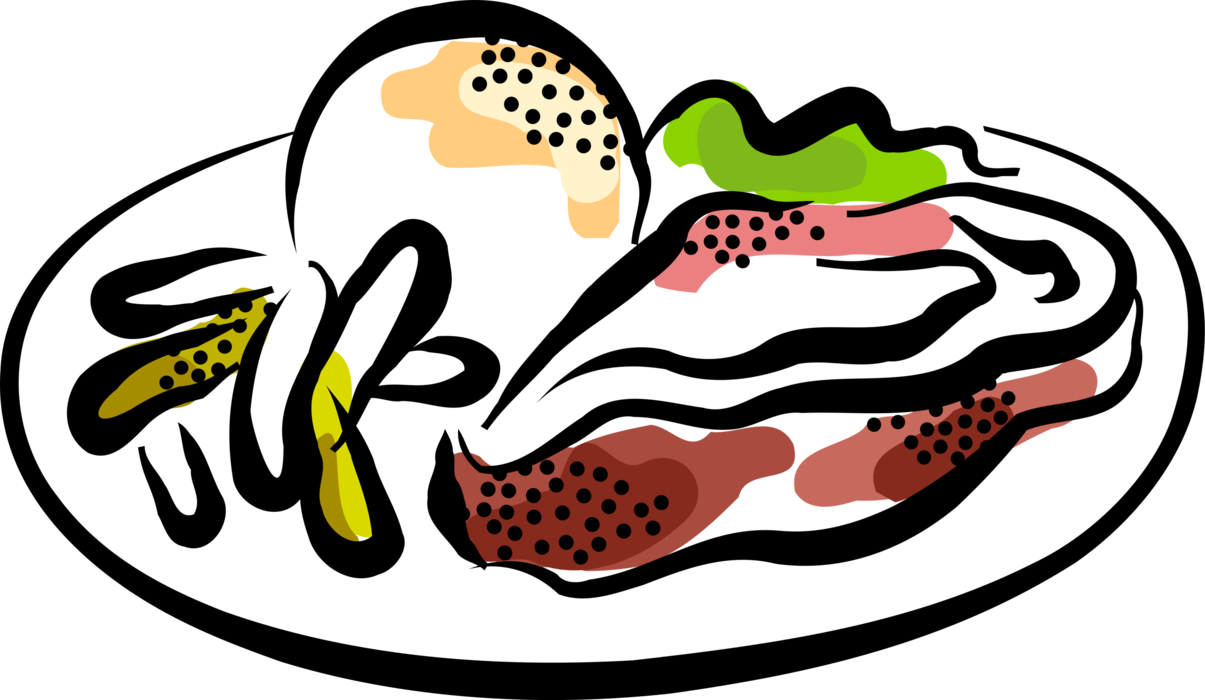 Vector Illustration Of Beef Steak Meat Dinner With - Steak Clipart (1205x700), Png Download