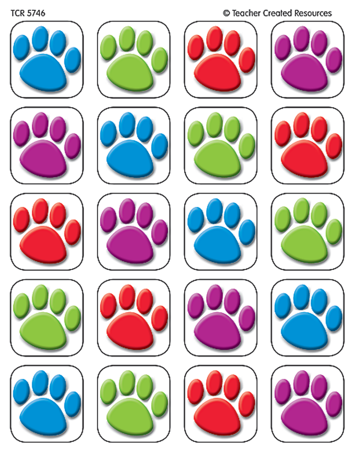 Tcr5746 Colorful Paw Prints Stickers Image - Teacher Created Resources Stickers, Colorful Paw Prints, Clipart (900x900), Png Download