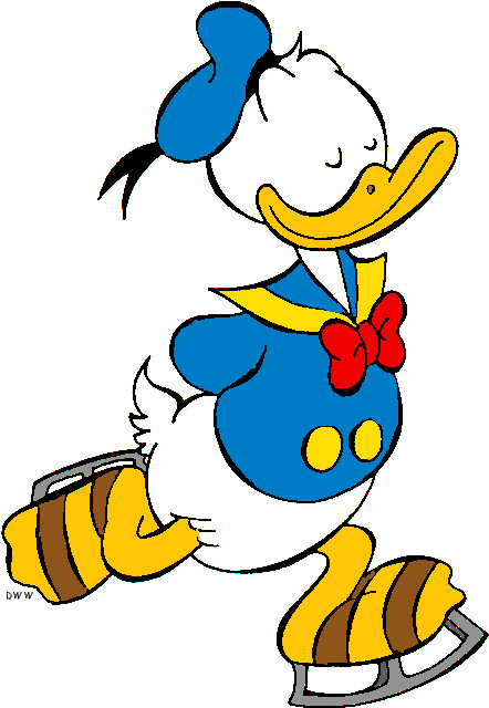Donald Duck On Computer Ice Skating - Donald Duck On Ice Skates Clipart (471x663), Png Download