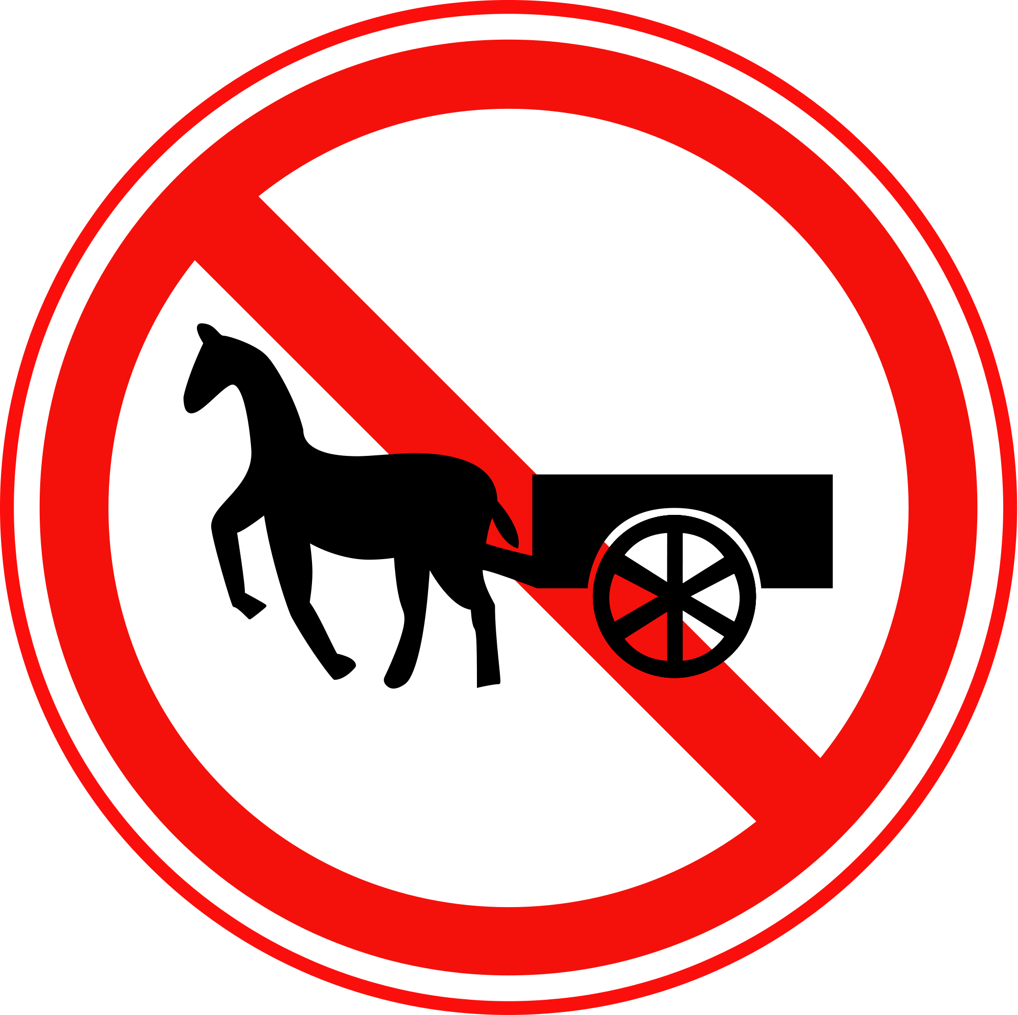 No Animal Drawn Vehicles Road Sign Clipart (2000x1995), Png Download