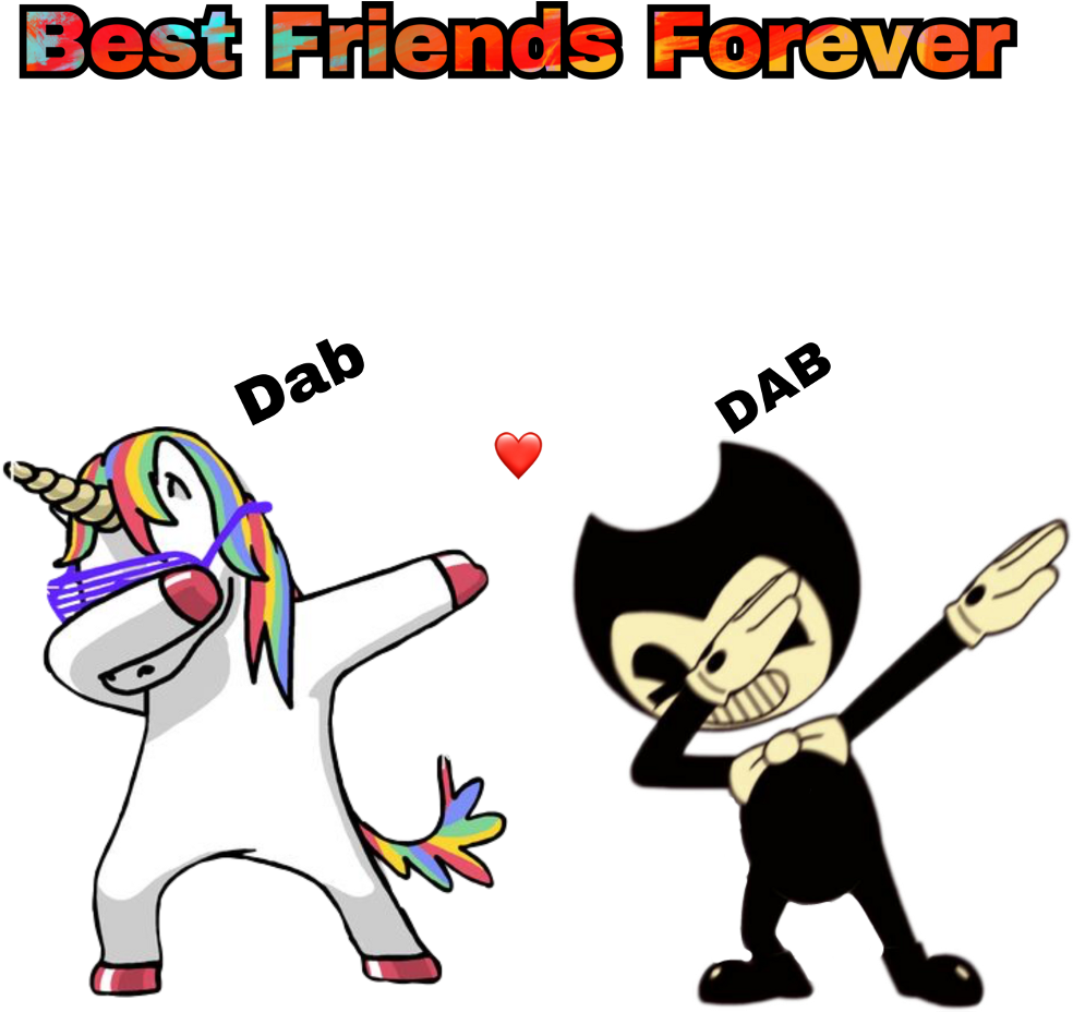 Dab Heart Bffsforever Bendyandtheinkmachine Unicorn - Custom Personalized Printed Ladies T Shirt,custom Design Clipart (1024x1024), Png Download
