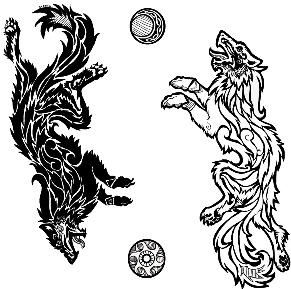 Ax Drawing Norse Clip Art Freeuse - Norse Wolf Tattoo Designs - Png Download (1024x983), Png Download