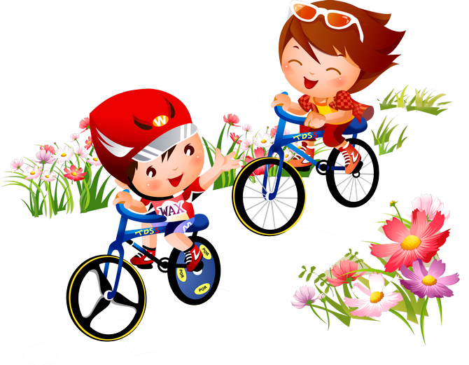 Bicycle Sport Cycling Clip Art - Cartoon Children Cycling - Png Download (670x521), Png Download