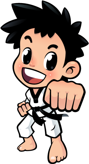 卡通跆拳道素材好看的图片大全jpg 卡通人物踢腿跆拳道男孩可爱 - Tae Kwon Do Black Belt Clipart - Png Download (600x600), Png Download