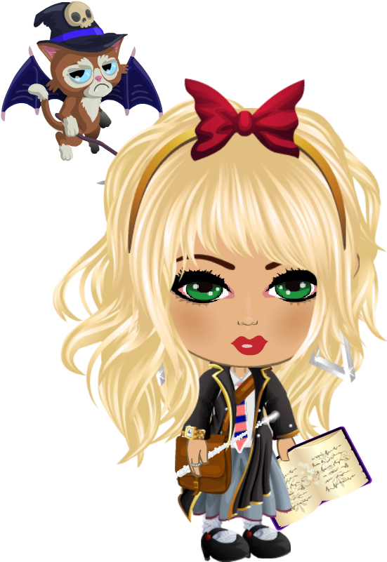 "hermione & Her Cat, Crookshank" - Cartoon Clipart (600x800), Png Download