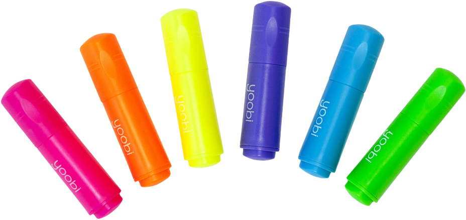 Mini Highlighters, 6 Pack - Plastic Clipart (1024x1024), Png Download