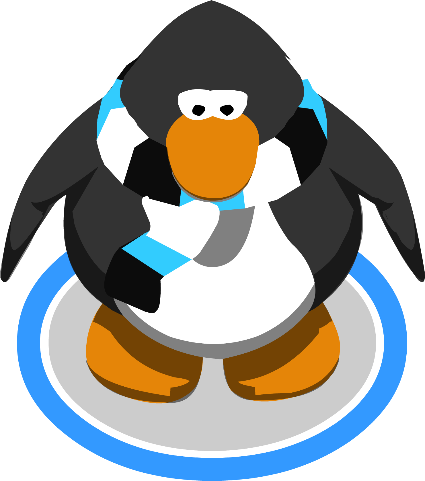 Blue Striped Scarf In-game - Club Penguin Graduation Cap Clipart (1482x1677), Png Download