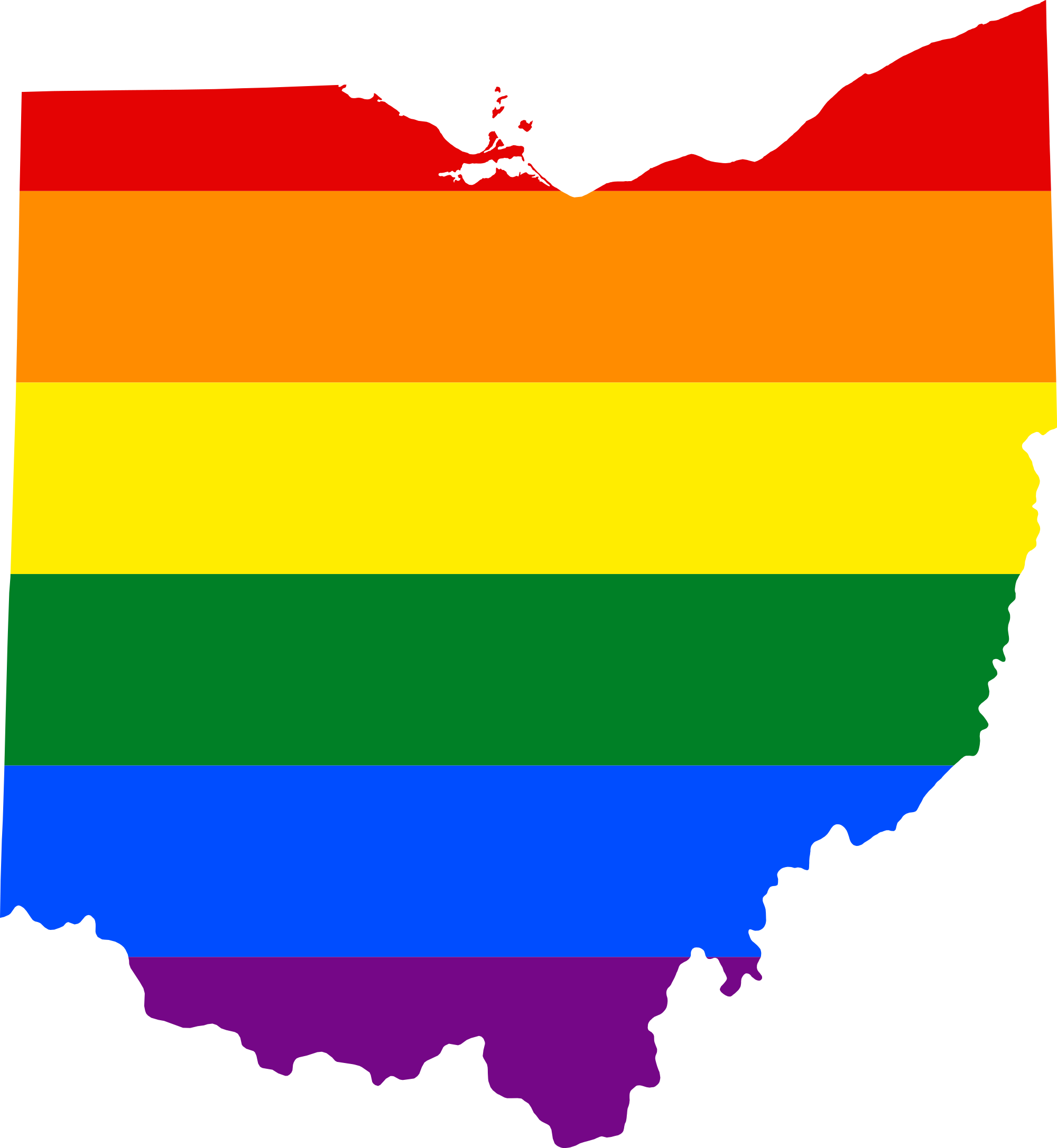 Lgbt Flag Map Of Ohio - Ohio Congressional Districts By Party Clipart (2000x2174), Png Download