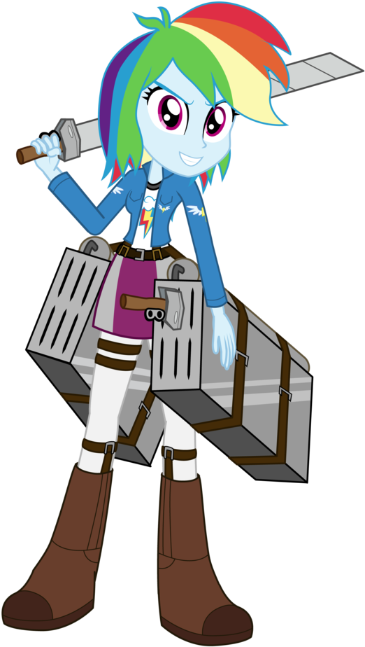 Amante56, Attack On Titan, Boots, Clothes, Crossover, - Rainbow Dash My Little Pony Equestria Girls Characters Clipart (664x1024), Png Download