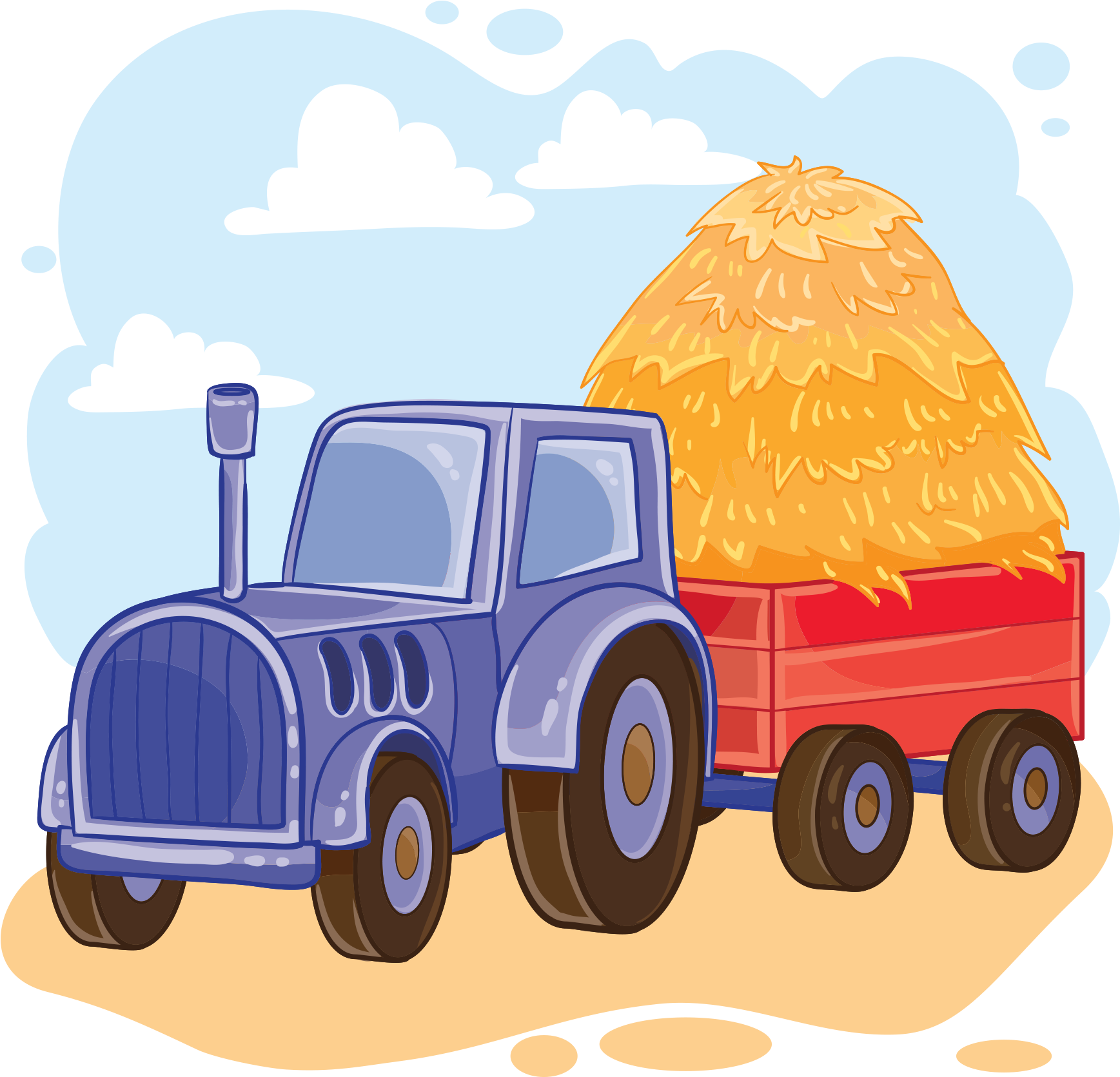 Download - Tractor Trolley Cartoon Clipart (2048x2048), Png Download