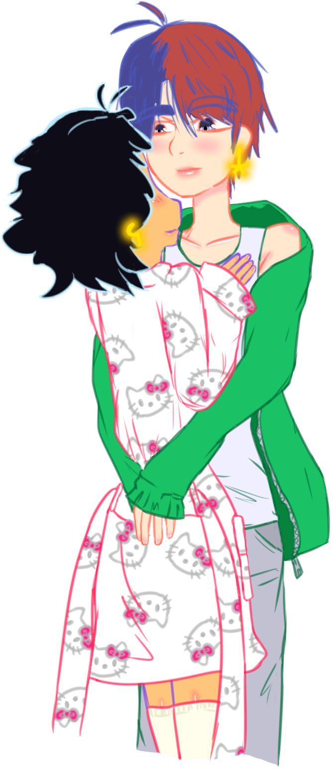 Jiryo X Kari Relax And Chill Couple - Cartoon Clipart (1500x1569), Png Download