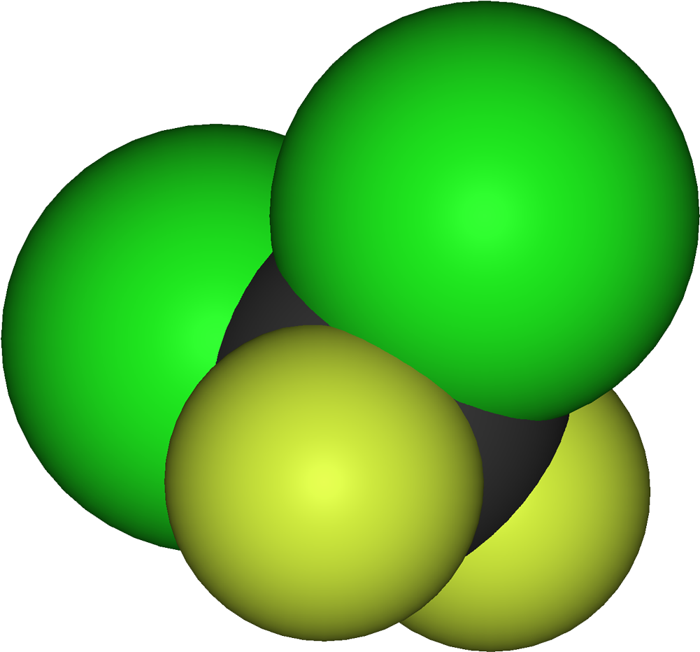 Dichlorodifluoromethane 3d Vdw - Dichlorodifluoromethane R12 R12 Chemical Clipart (1100x1031), Png Download