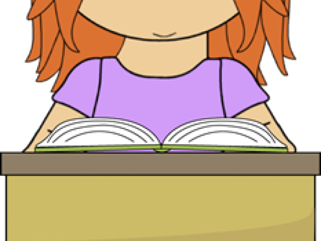 Student Sitting At Desk Clipart - Reading At Desk Clipart - Png Download (640x480), Png Download