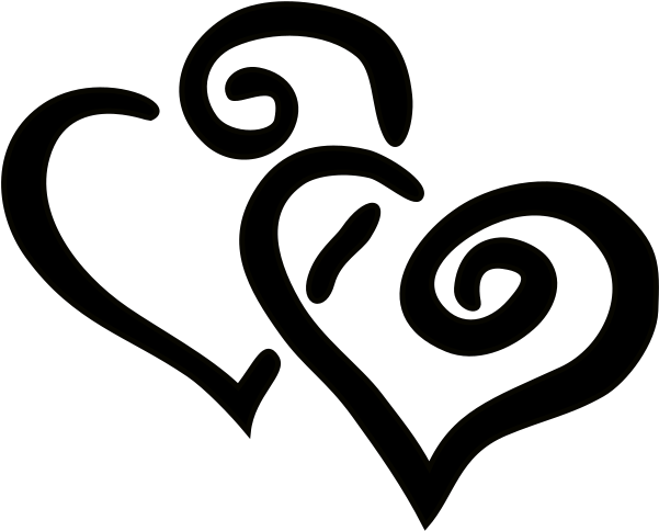 Hearts Design Swirl Black Love Png Image - Love Clipart Black And White Transparent Png (1280x1024), Png Download