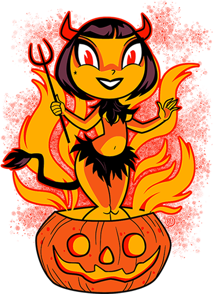 Devil Girl - Cartoon Clipart (605x670), Png Download