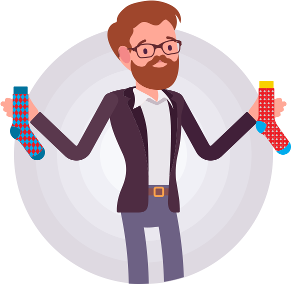 Tim Has Mismatched Socks - Cartoon Clipart (650x650), Png Download