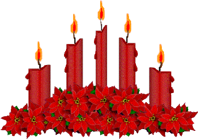 Final Mp Pic Animated Flames Red Candles With Poinsettas - Candle Clipart (700x525), Png Download