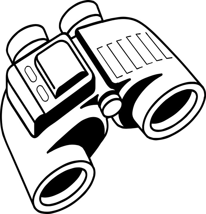 Vector Transparent Binocular Clipart Black And White - Binoculars Clipart Black And White - Png Download (576x599), Png Download