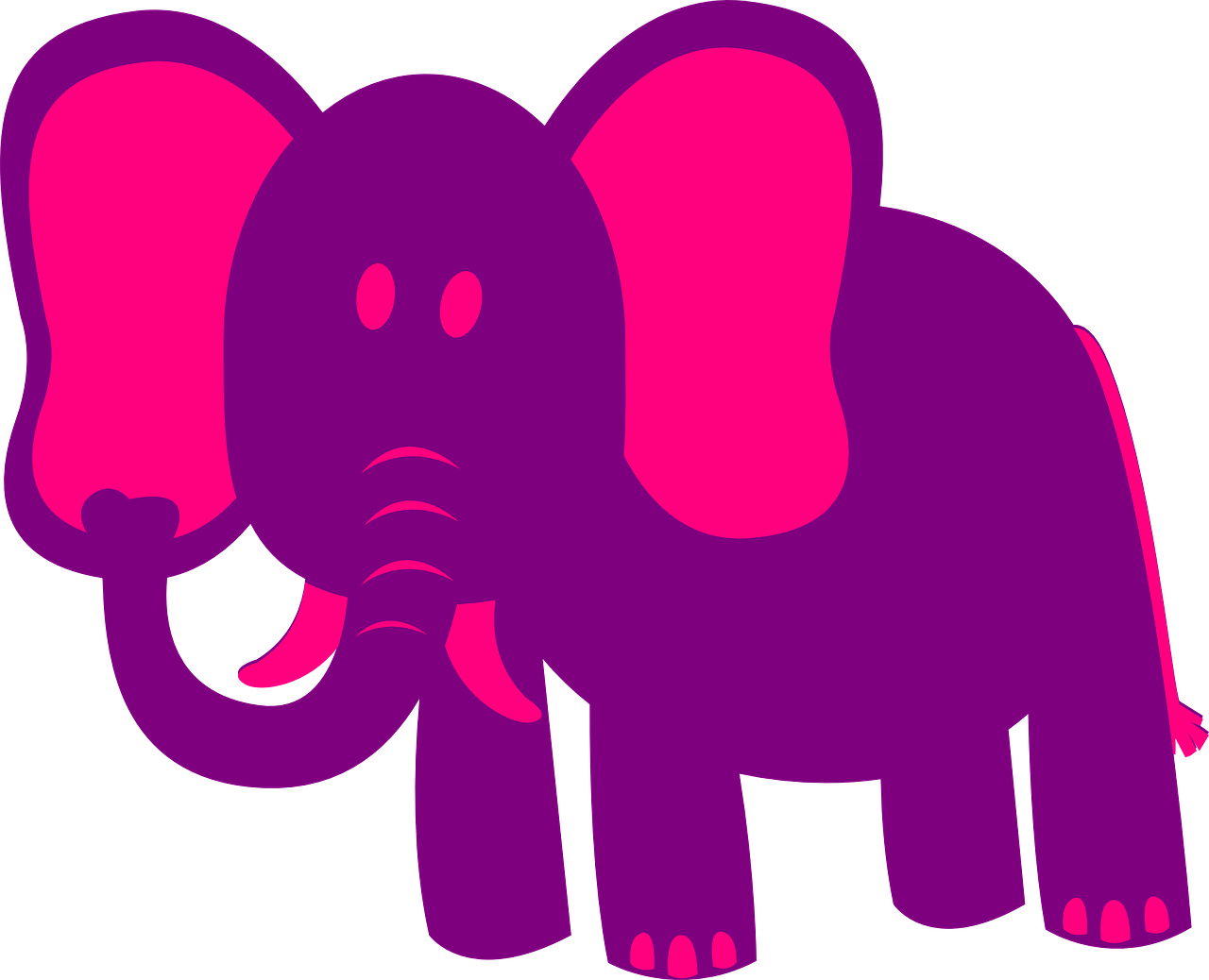Pink Elephant Cute - Pink & Purple Cartoon Elephant Mugs Clipart (1280x1038), Png Download