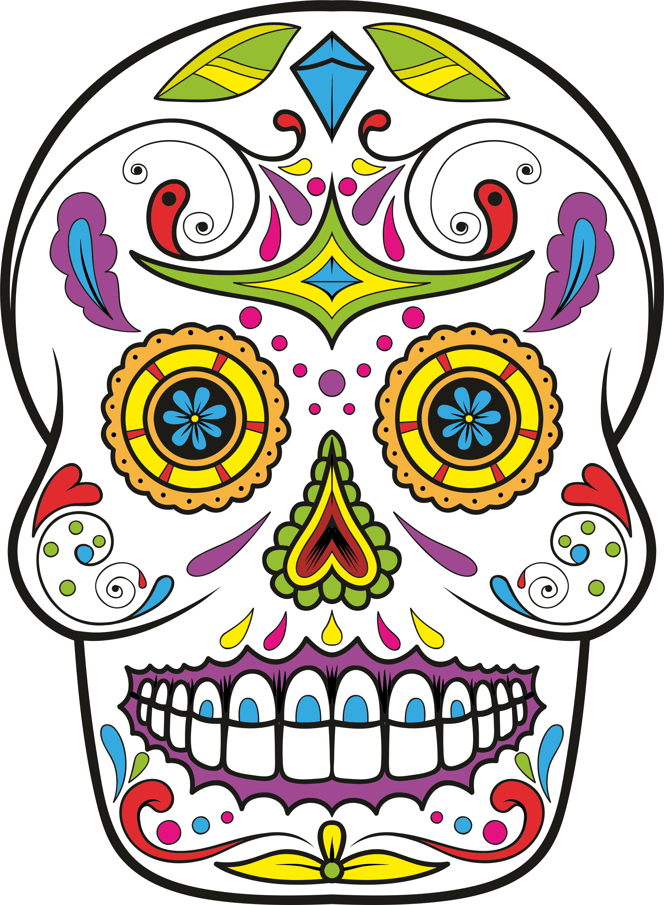 Share - Imagenes Del Dia De Muertos A Color Clipart (2183x2974), Png Download
