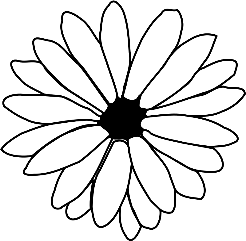 Black Daisy Cliparts - Black And White Clipart Flower - Png Download (732x720), Png Download
