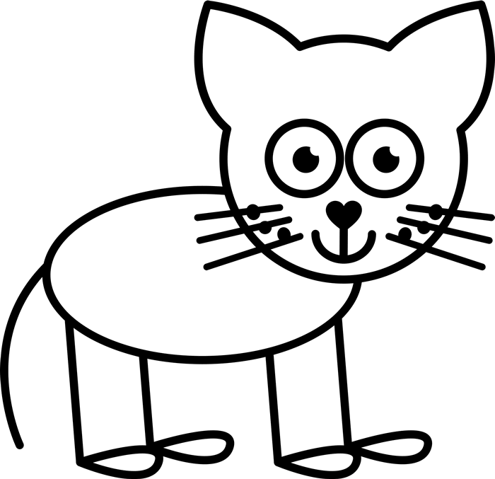 Cat Outline Rubber Stamp - Draw A Stick Figure Dog Clipart (700x677), Png Download