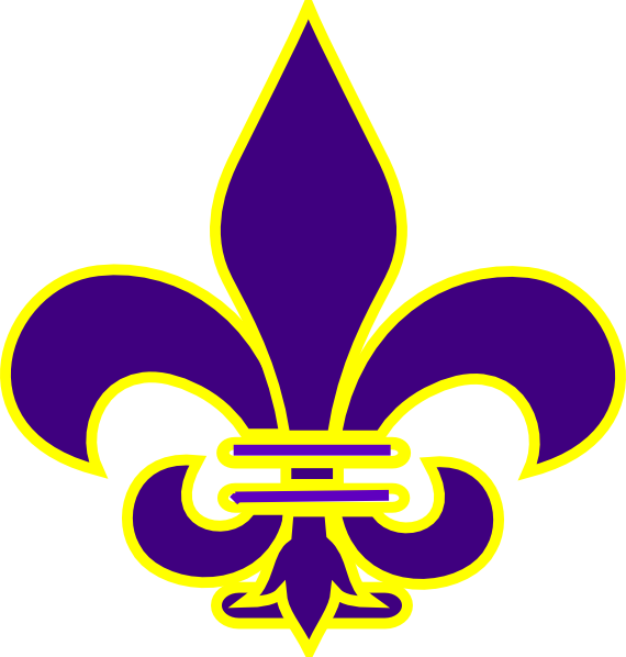 Purple And Gold Fleur De Lis Clipart (570x598), Png Download