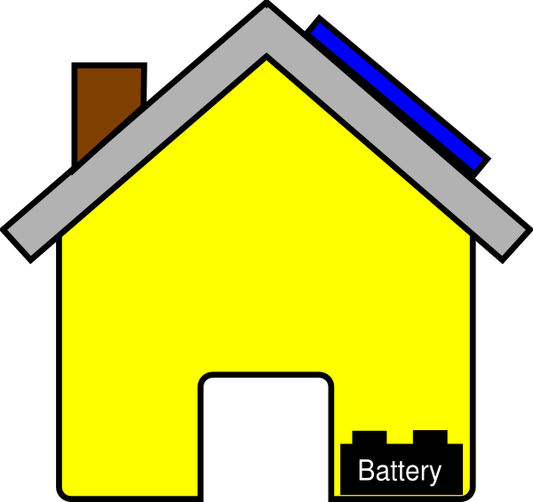 Yellow House With Solar Panel And Battery Clip Art - Clip Art - Png Download (600x565), Png Download