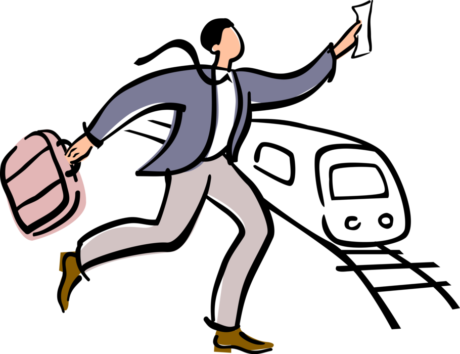 Vector Illustration Of Businessman With Ticket Dashes - Train Clipart (910x700), Png Download