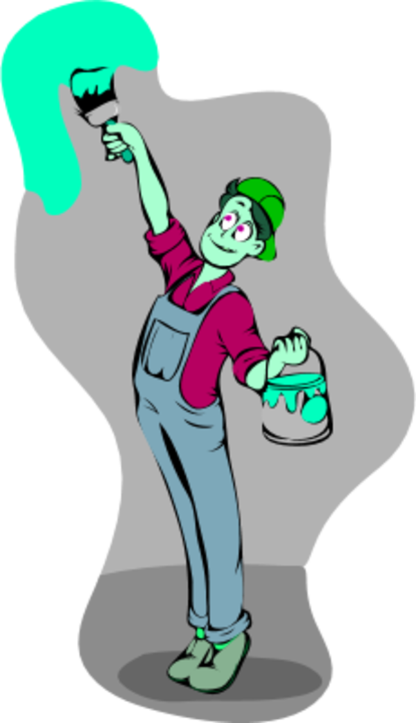 Large Man Painting The Holding - Man Painting Wall Clipart - Png Download (600x1043), Png Download