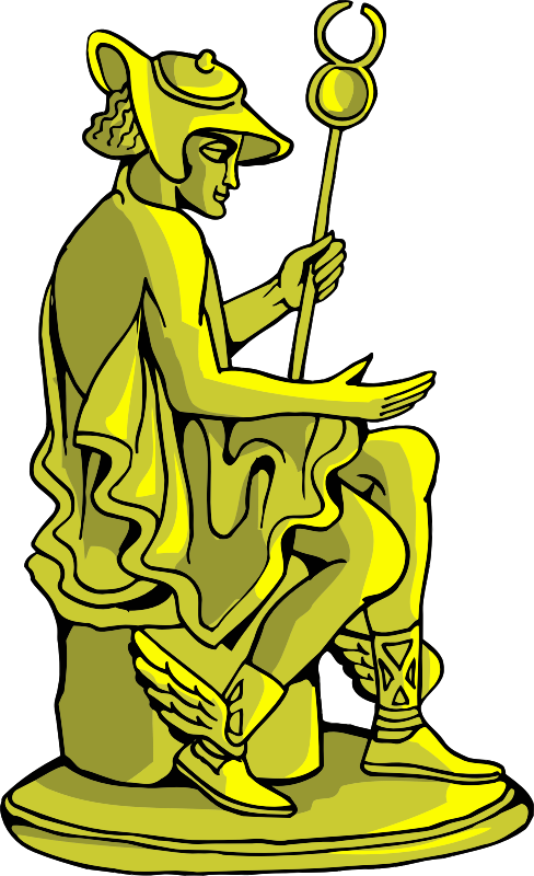 Statue Cartoon Black And White Computer Icons Silhouette - Golden Statue 13 Clipart (458x750), Png Download