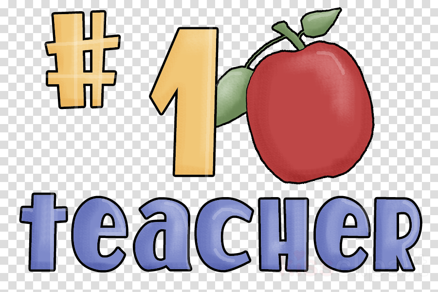 #1 Teacher Apple Clipart Teacher Clip Art - Number One Teacher Wall Clock - Png Download (900x600), Png Download