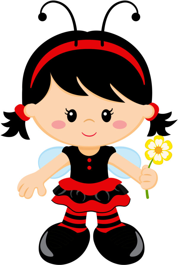 Girls Clips - Topo De Bolo Joaninha Para Imprimir - Png Download (603x900), Png Download