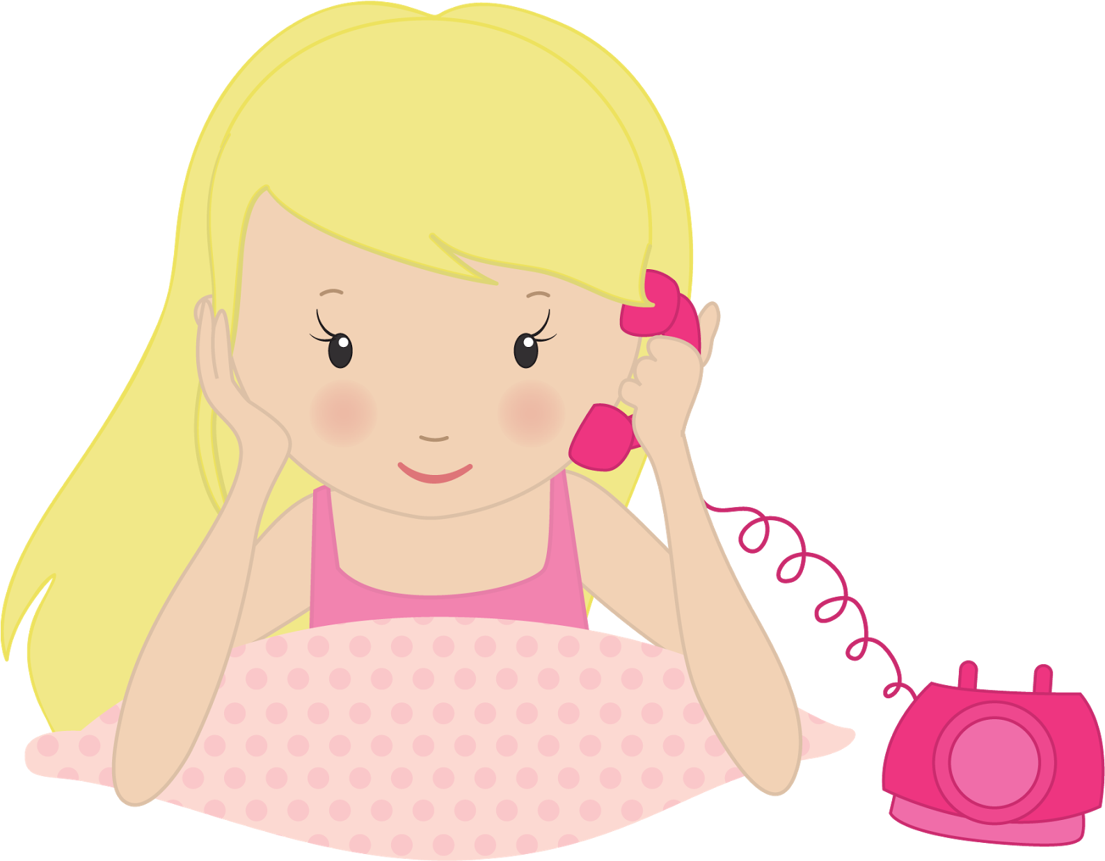 Girls At Phone Clip Art - Cartoon - Png Download (1600x1600), Png Download