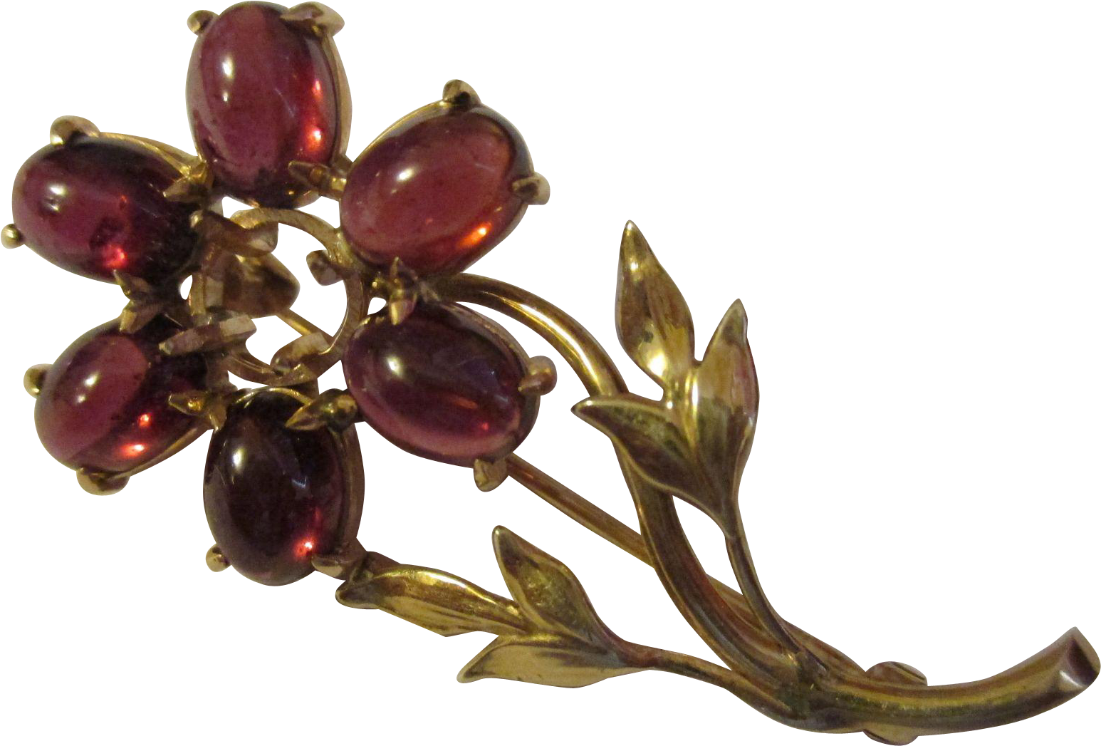 Vintage 14k Yellow Gold Ruby Cabs Dainty Single Flower - Colored Gold Clipart (1545x1545), Png Download