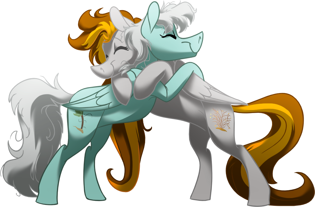 Artist Longmuzzlepony Best Friends Couple Hug - Drawing Clipart (1057x694), Png Download