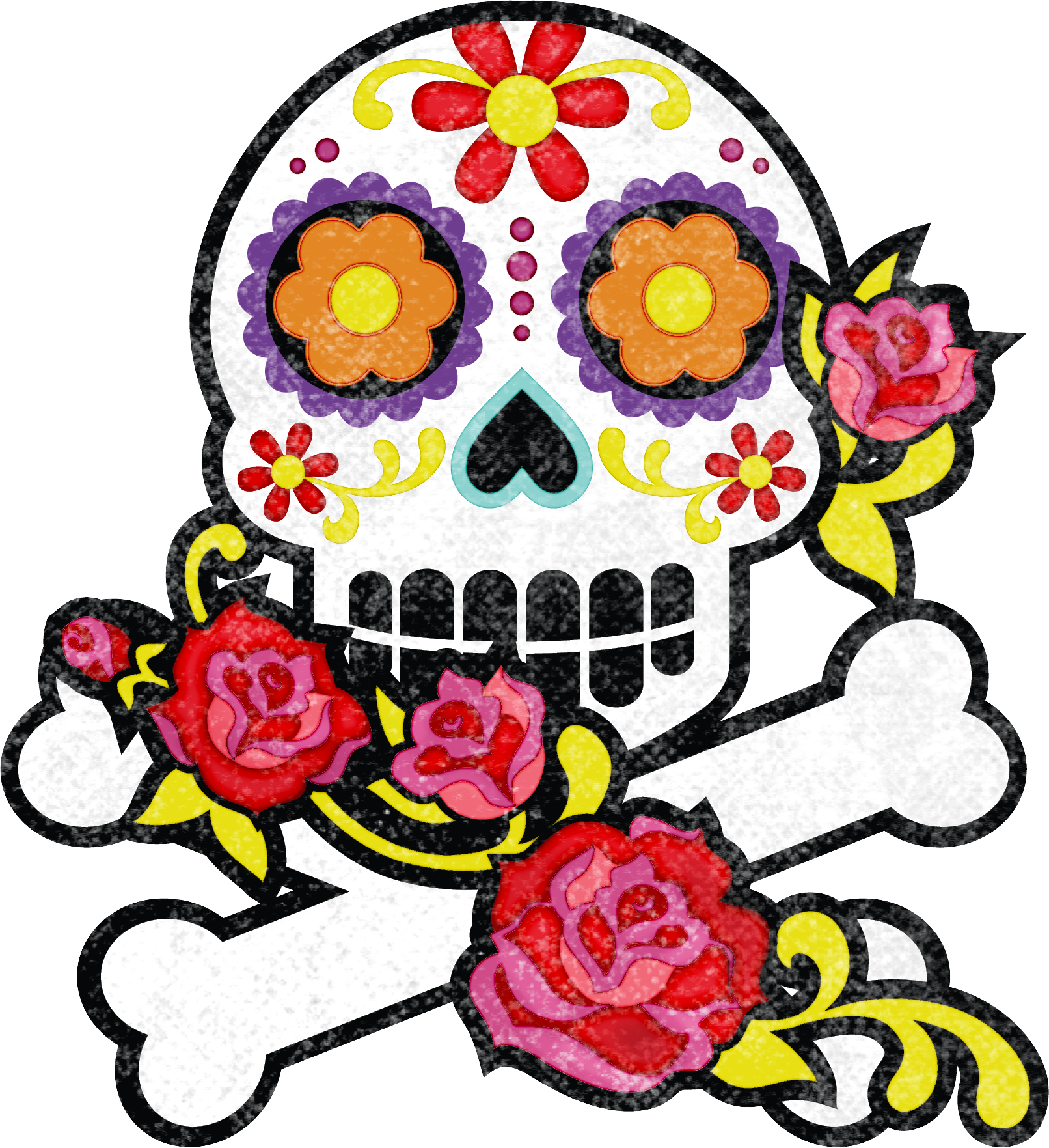 Full Color Prints - Calavera Clipart (1612x1763), Png Download