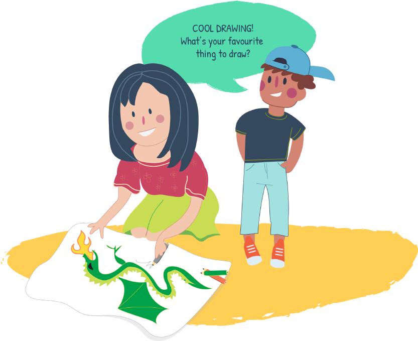 Making Friends - Drawing Clipart (1000x692), Png Download