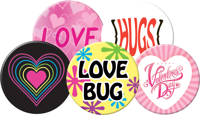 Valentine's Day Themed Button Kit - Valentine Day Buttons Clipart (795x500), Png Download