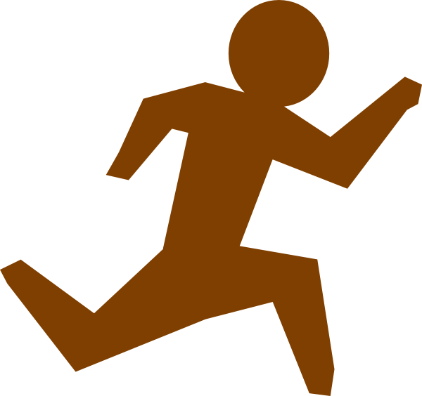 Black Running Man Cartoon Clipart (600x564), Png Download