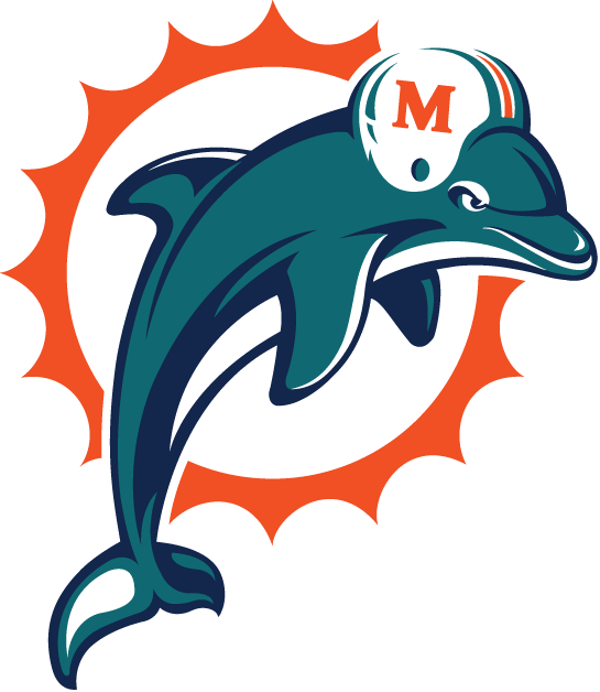 Miami Dolphins - 1997 Miami Dolphins Logo Clipart (545x628), Png Download