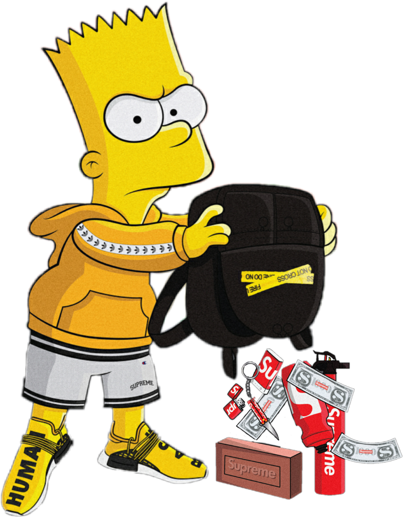 Bart Simpson Supreme Gucci Simpsons Brick Bartsupreme Clipart (1024x1024), Png Download